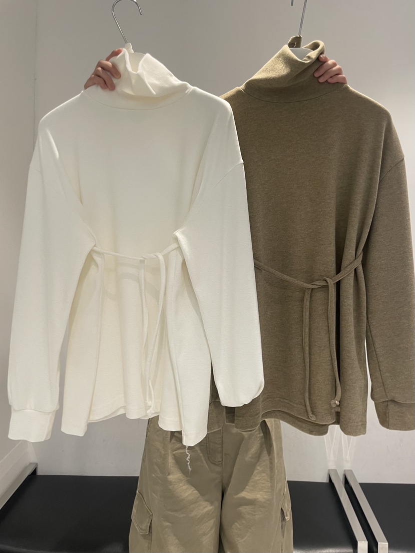 URBANE cloth東大門實拍女裝新品推薦長袖T恤含腰繩加絨URBANE cloth長袖T恤