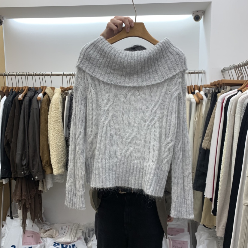 DRESS ROOM東大門實拍女士新品真品熱賣推薦休閑針織衫露肩DRESS ROOM針織衫圖色3