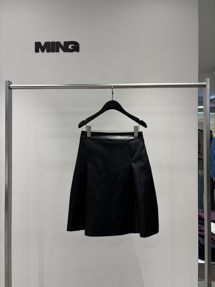MING/MENG韓國代購女裝新款人氣休閑真品半身裙中短裙皮裙MING/MENG半身裙/中短裙圖色2黑色