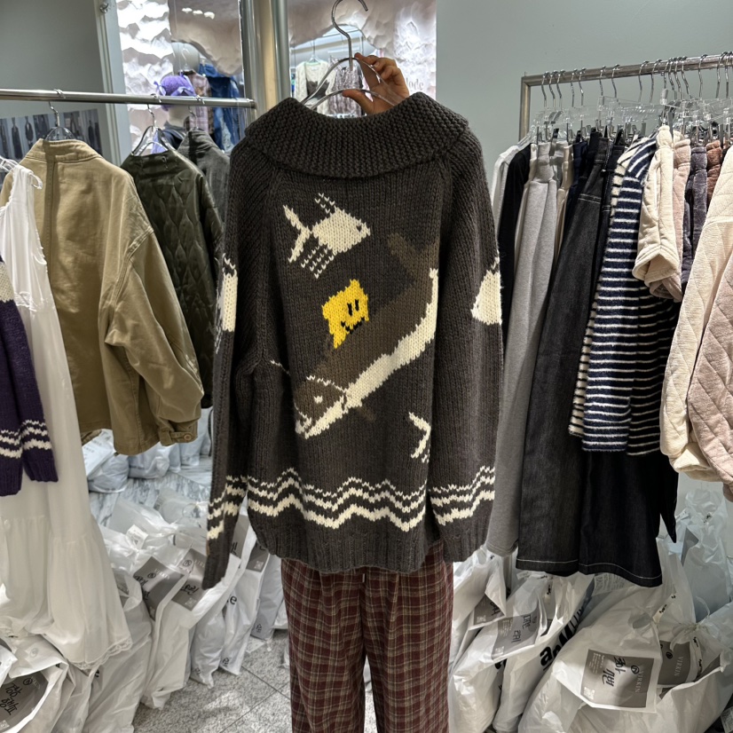 VIRKIN韓國代購女士新品時尚人氣休閑真品推薦毛衣手工拉鏈VIRKIN毛衣