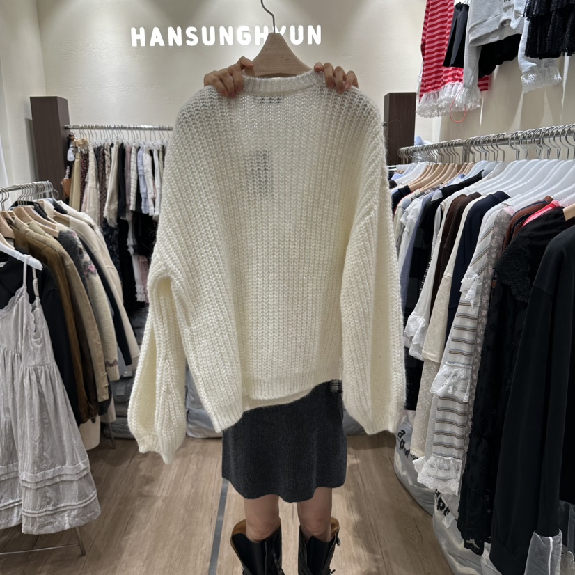 HANSUNGHYUN東大門實拍女士新款推薦人氣時尚毛衣寬松開衫HANSUNGHYUN毛衣