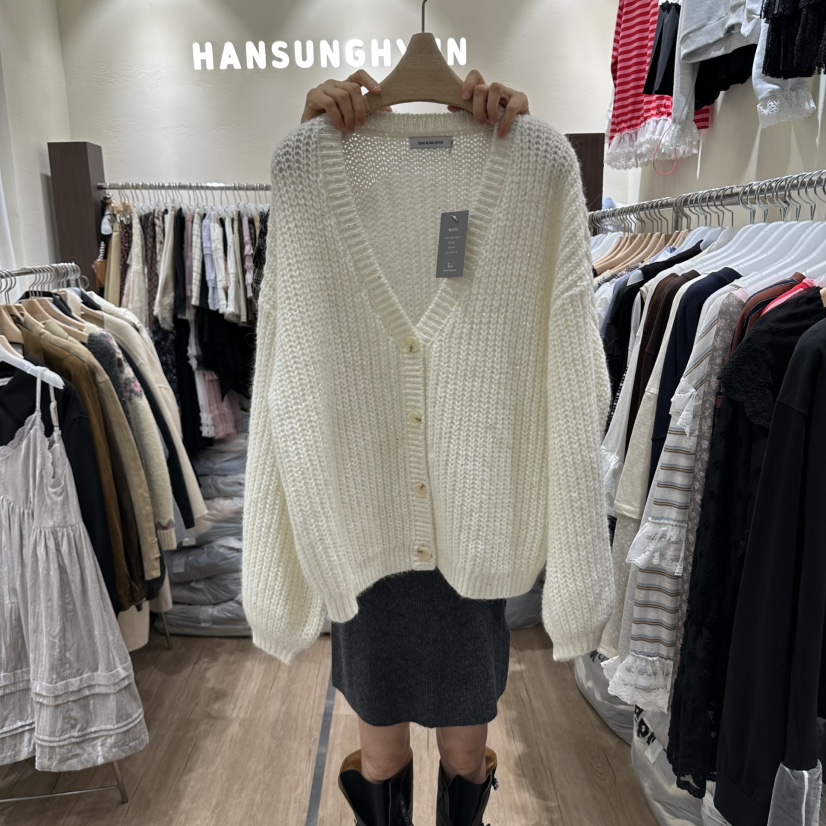 HANSUNGHYUN東大門實拍女士新款推薦人氣時尚毛衣寬松開衫HANSUNGHYUN毛衣圖色1