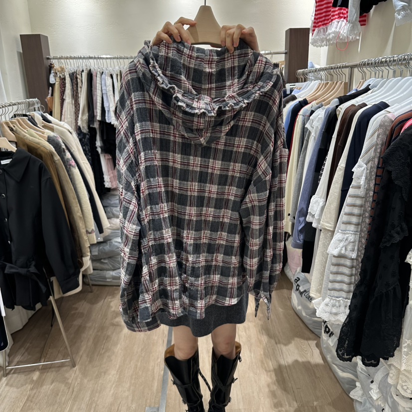 HANSUNGHYUN東大門直郵女士新品時尚休閑襯衫蕾絲衫連帽衫HANSUNGHYUN襯衫/蕾絲衫