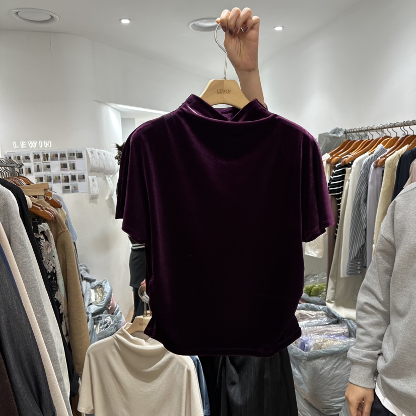 LEWIN東大門代購女裝新品休閑熱賣推薦人氣真品T恤天鵝絨LEWINT恤圖色4紫色