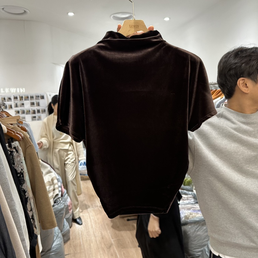 LEWIN東大門代購女裝新品休閑熱賣推薦人氣真品T恤天鵝絨LEWINT恤圖色5棕色