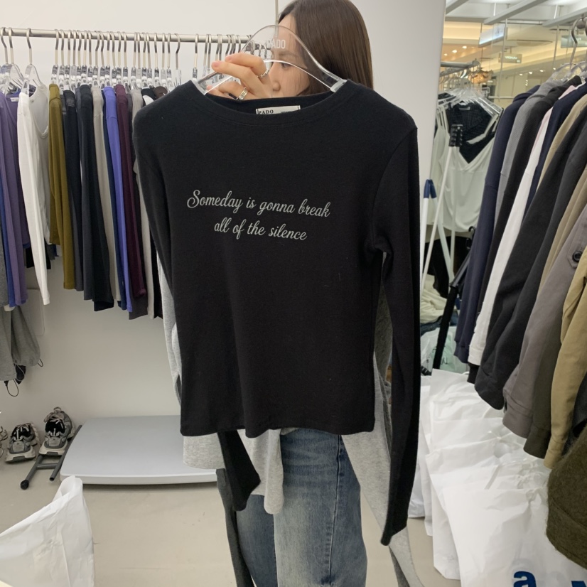 PADO韓國直郵女裝新品休閑時尚推薦真品人氣熱賣長袖T恤印花PADO長袖T恤圖色3