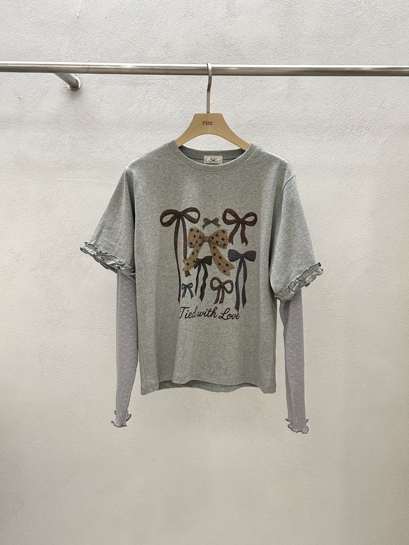 FIZZ東大門實拍女士新品時尚休閑熱賣真品推薦長袖T恤絲帶FIZZ長袖T恤圖色2