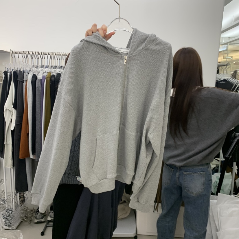 PADO東大門實拍女士新品時尚休閑真品衛衣拉鏈連帽衫華夫格PADO衛衣圖色2