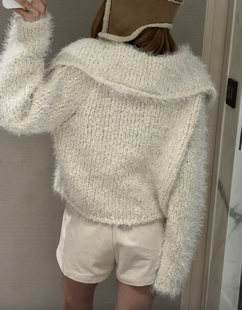 ZEROZERO韓國直郵女士新品真品針織衫不含內搭皮草披肩開衫ZEROZERO針織衫