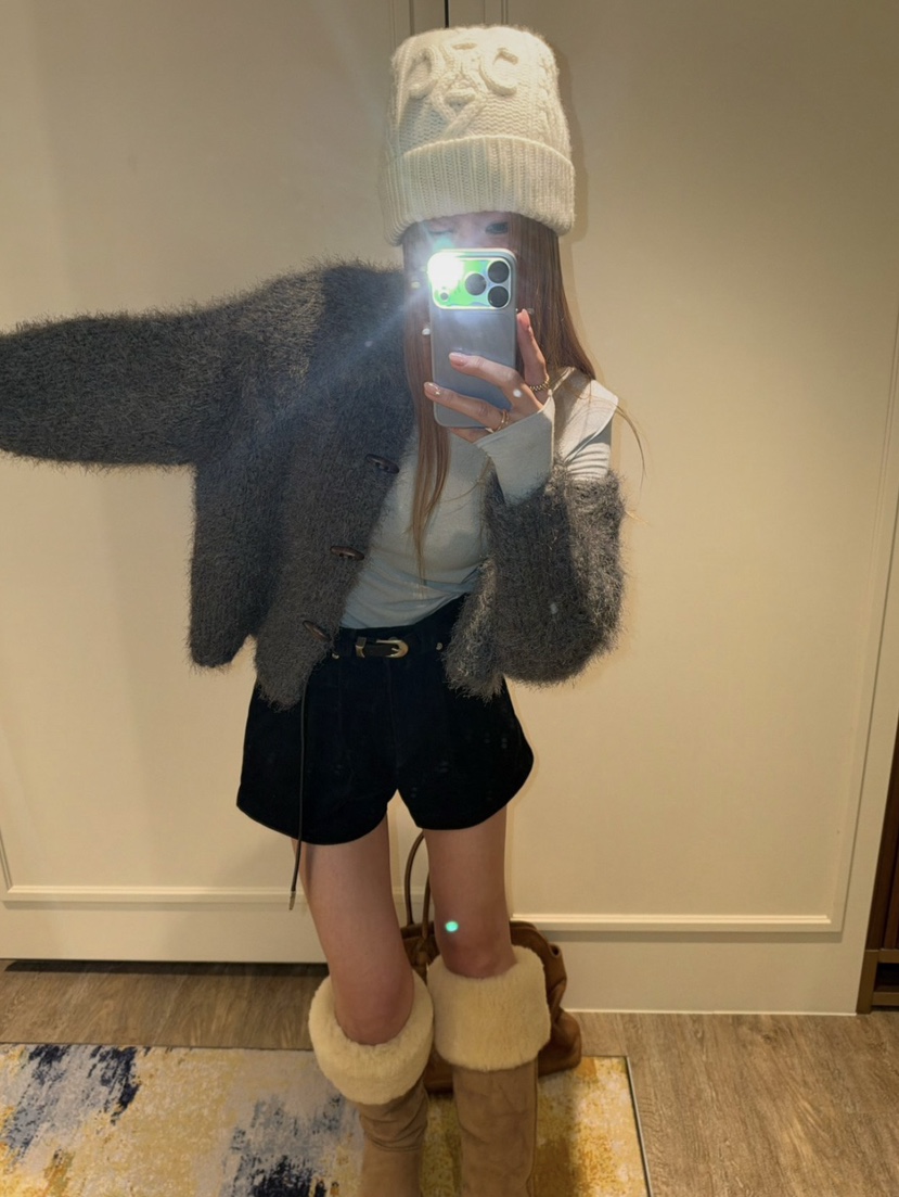 ZEROZERO韓國直郵女士新品真品針織衫不含內搭皮草披肩開衫ZEROZERO針織衫