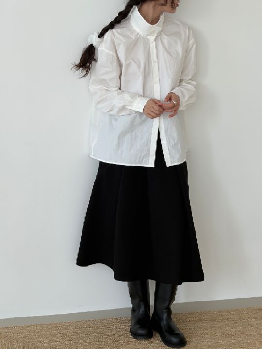 베슬韓國直郵女士新品真品熱賣推薦人氣襯衫蕾絲衫高領褶皺VESL襯衫/蕾絲衫