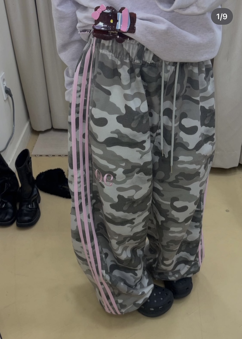 SEOLO東大門實拍女士新品時尚推薦真品人氣休閑褲刺繡迷彩Seolo seoul休閑褲
