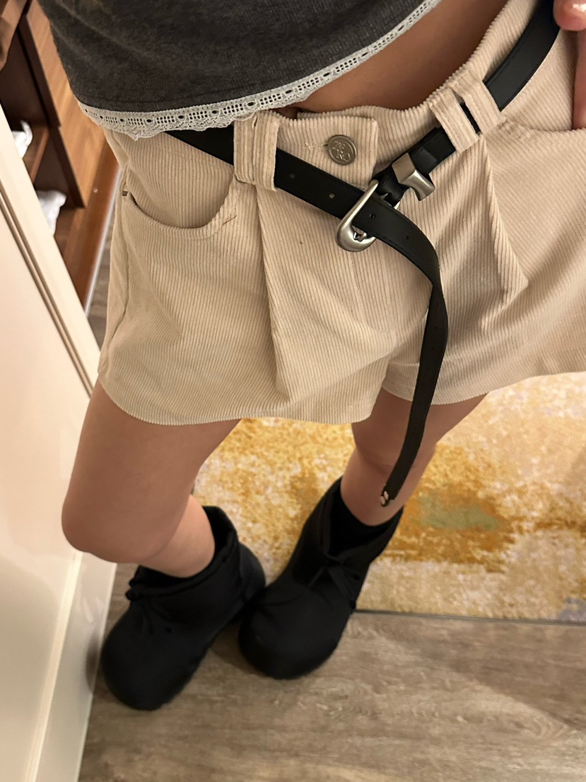 ZEROZERO東大門實拍女士新品休閑短褲不含腰帶燈芯絨褶裥ZEROZERO短褲圖色1