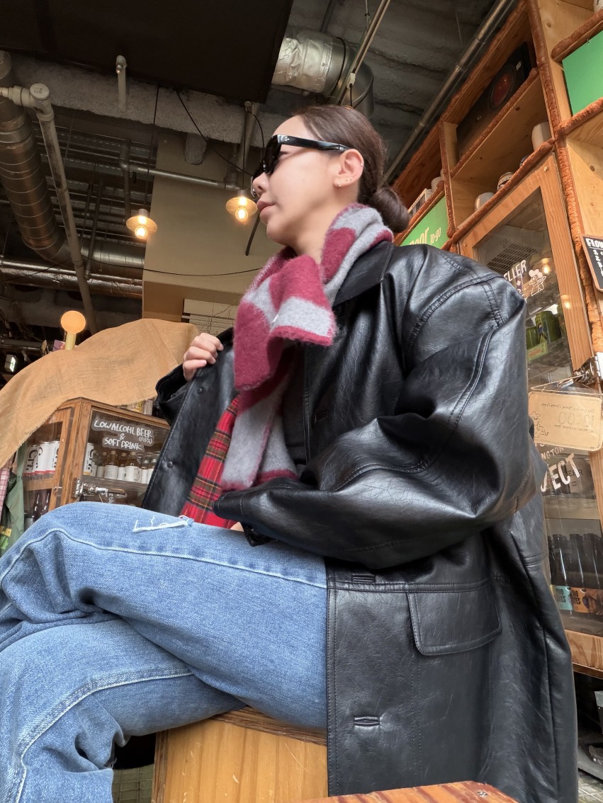 SUNDER MARKET東大門直郵女士新款真品推薦皮衣皮革格紋SUNDER MARKET皮衣