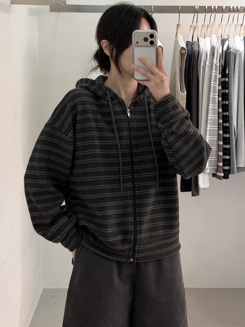 PEPPER-L東大門實拍女裝新品休閑真品時尚衛衣連帽衫條紋PEPPER衛衣
