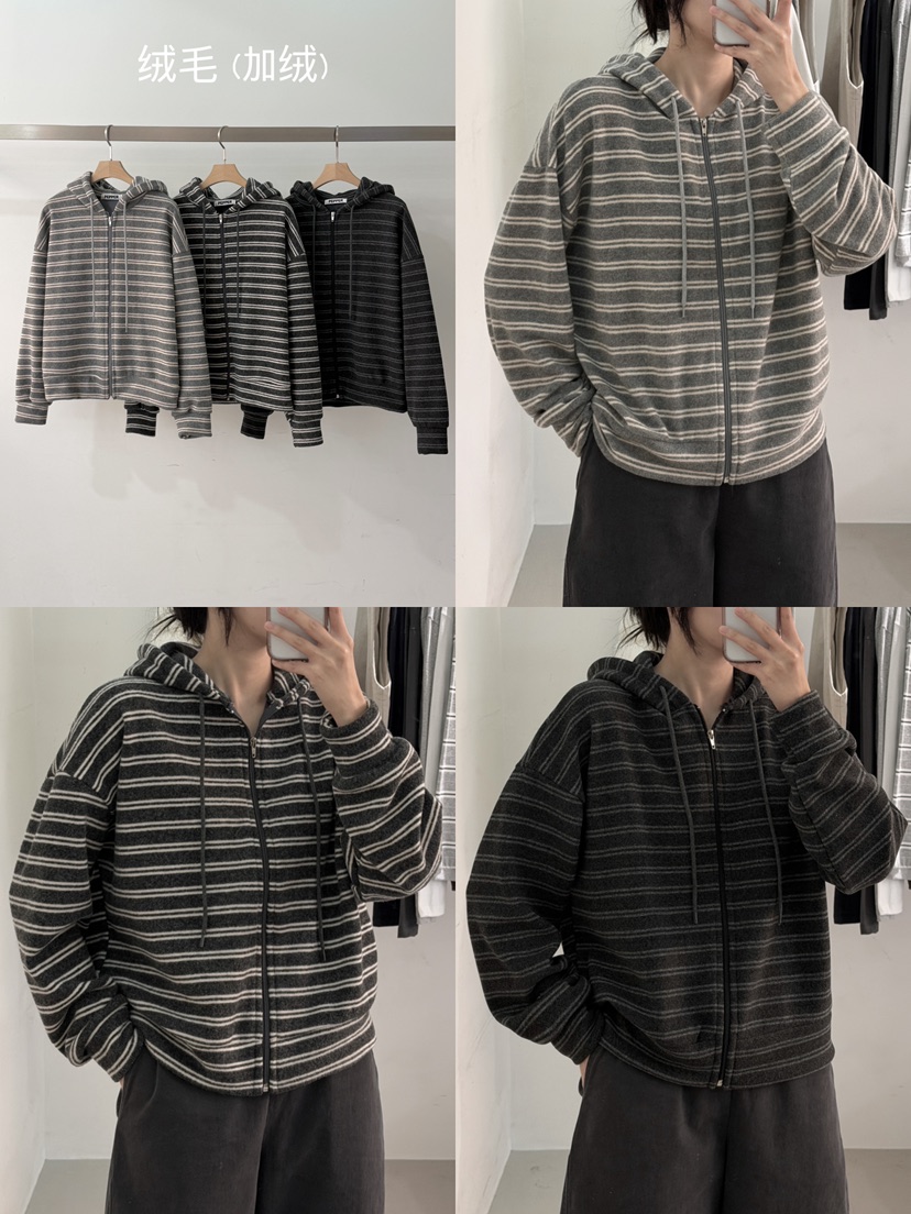 PEPPER-L東大門實拍女裝新品休閑真品時尚衛衣連帽衫條紋PEPPER衛衣