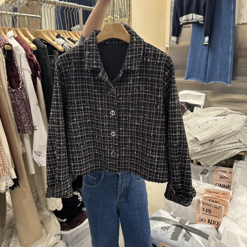 CORNER韓國代購女裝新品真品人氣休閑時尚夾克粗花呢格紋CORNER.302夾克圖色2