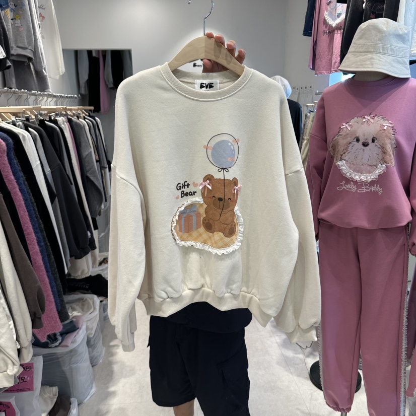 EVE韓國代購女裝新款真品時尚推薦人氣熱賣休閑衛衣加絨EVE衛衣圖色1