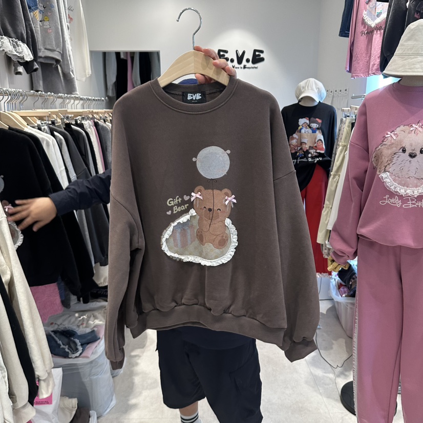 EVE韓國代購女裝新款真品時尚推薦人氣熱賣休閑衛衣加絨EVE衛衣圖色2