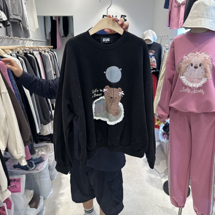 EVE韓國代購女裝新款真品時尚推薦人氣熱賣休閑衛衣加絨EVE衛衣圖色3