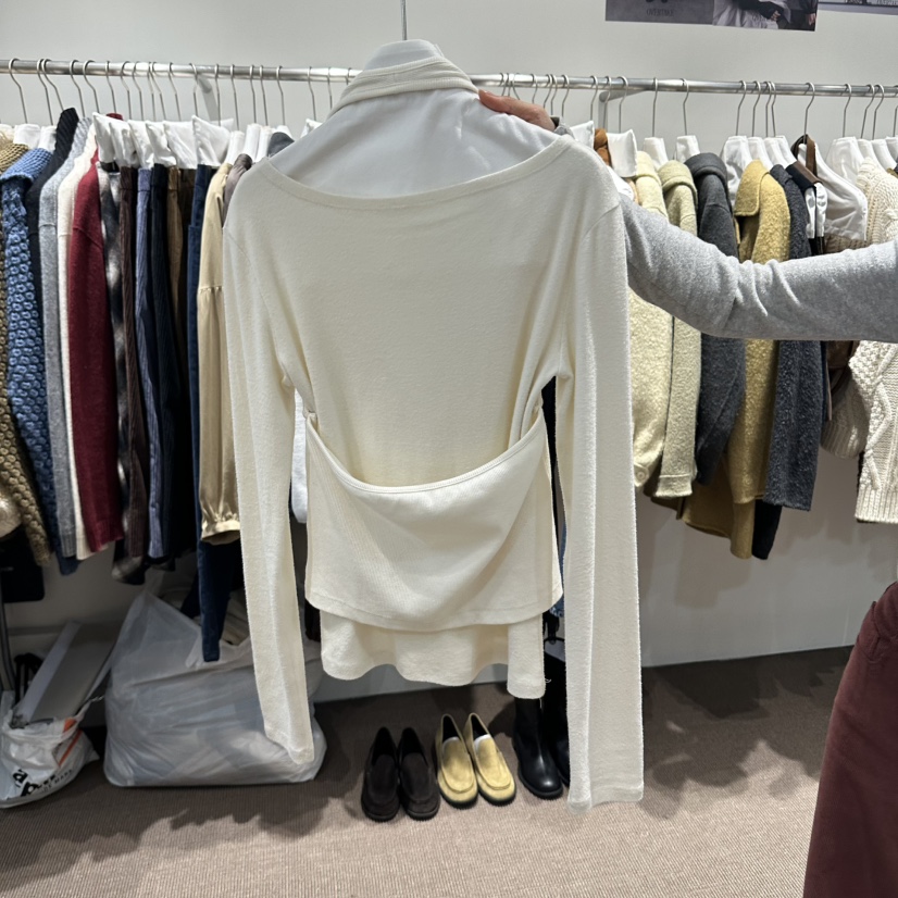 OVERTAKE韓國代購女裝新品人氣休閑時尚推薦熱賣長袖T恤羅紋OVERTAKE長袖T恤