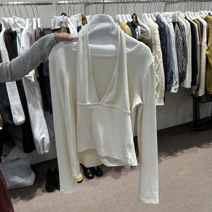 OVERTAKE韓國代購女裝新品人氣休閑時尚推薦熱賣長袖T恤羅紋OVERTAKE長袖T恤圖色2