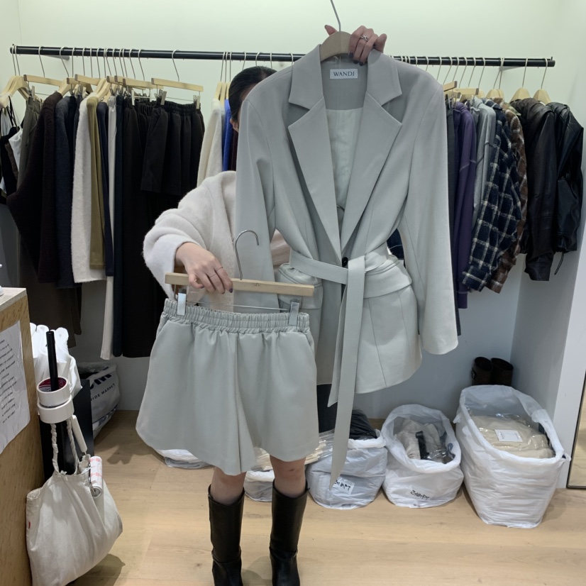 W AND J韓國代購女士新品人氣推薦熱賣套裝不含內搭含腰帶WANDJ套裝圖色1