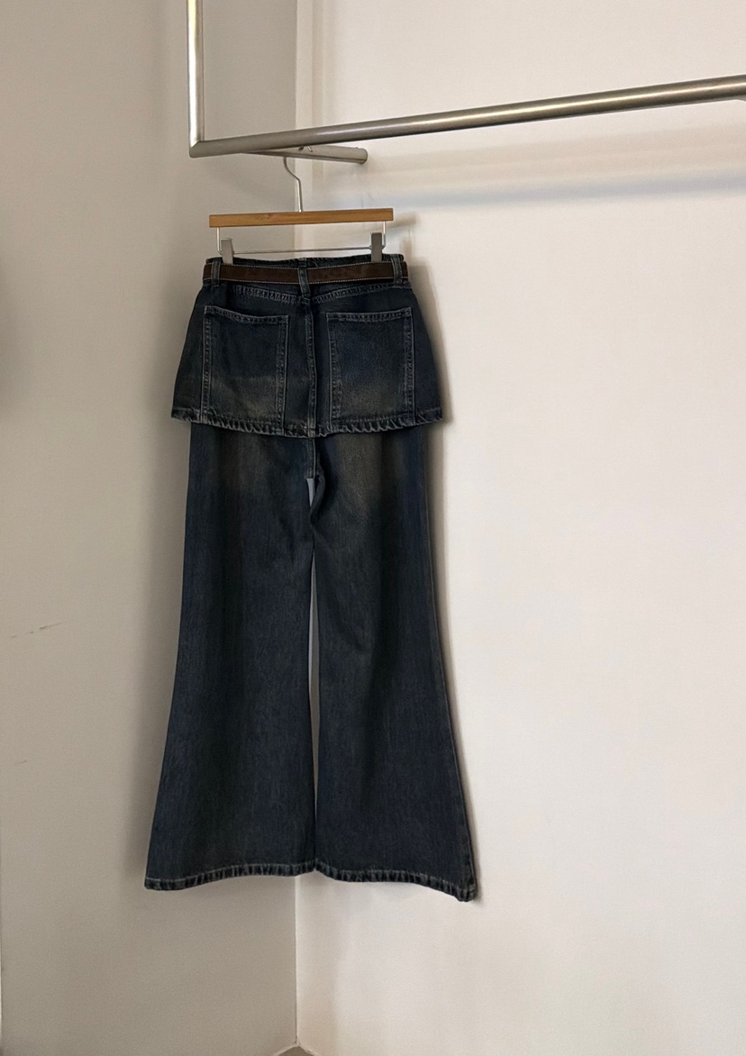 TWENTY FOUR SEVEN24-7韓國代購女裝新品人氣牛仔褲含腰帶喇叭形TEWNTY FOUR SEVEN24-7牛仔褲