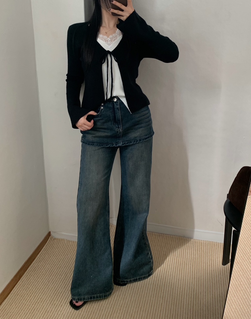 TWENTY FOUR SEVEN24-7韓國代購女裝新品人氣牛仔褲含腰帶喇叭形TEWNTY FOUR SEVEN24-7牛仔褲