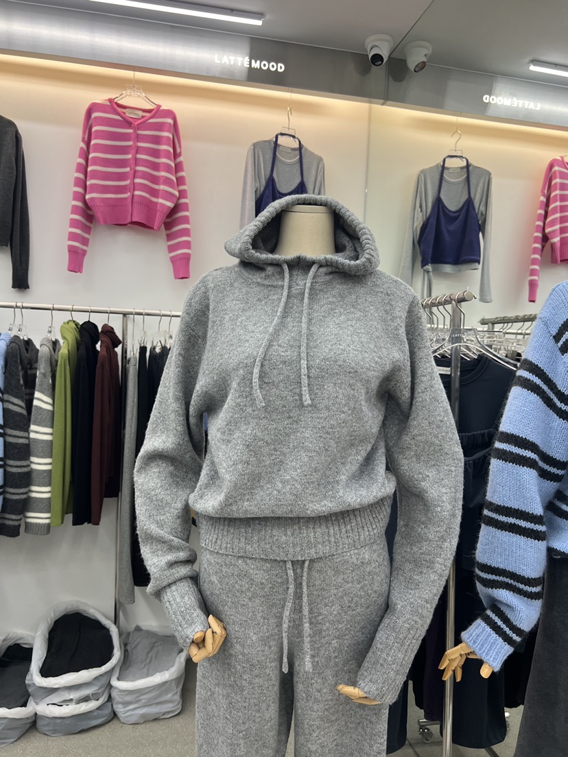 LATTEMOOD東大門代購女士新款真品休閑推薦毛衣連帽針織衫LATTEMOOD毛衣圖色2