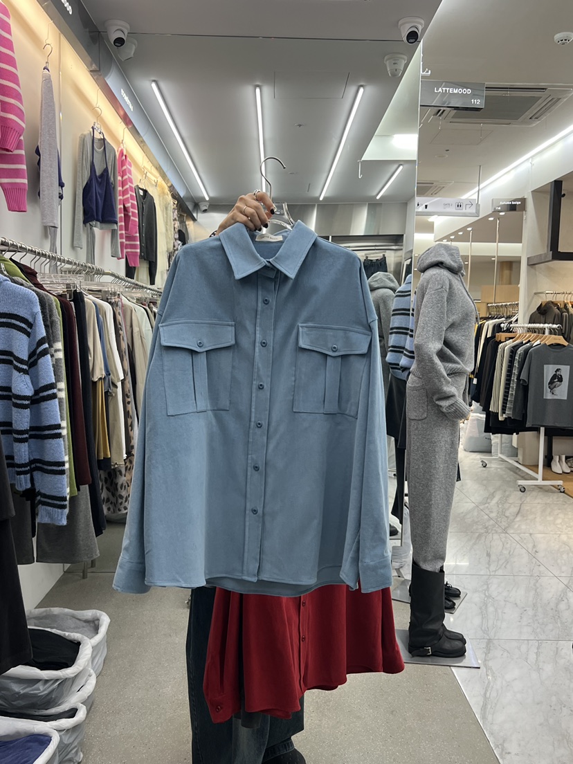 LATTEMOOD東大門實拍女士新品推薦時尚真品襯衫蕾絲衫口袋LATTEMOOD襯衫/蕾絲衫圖色1