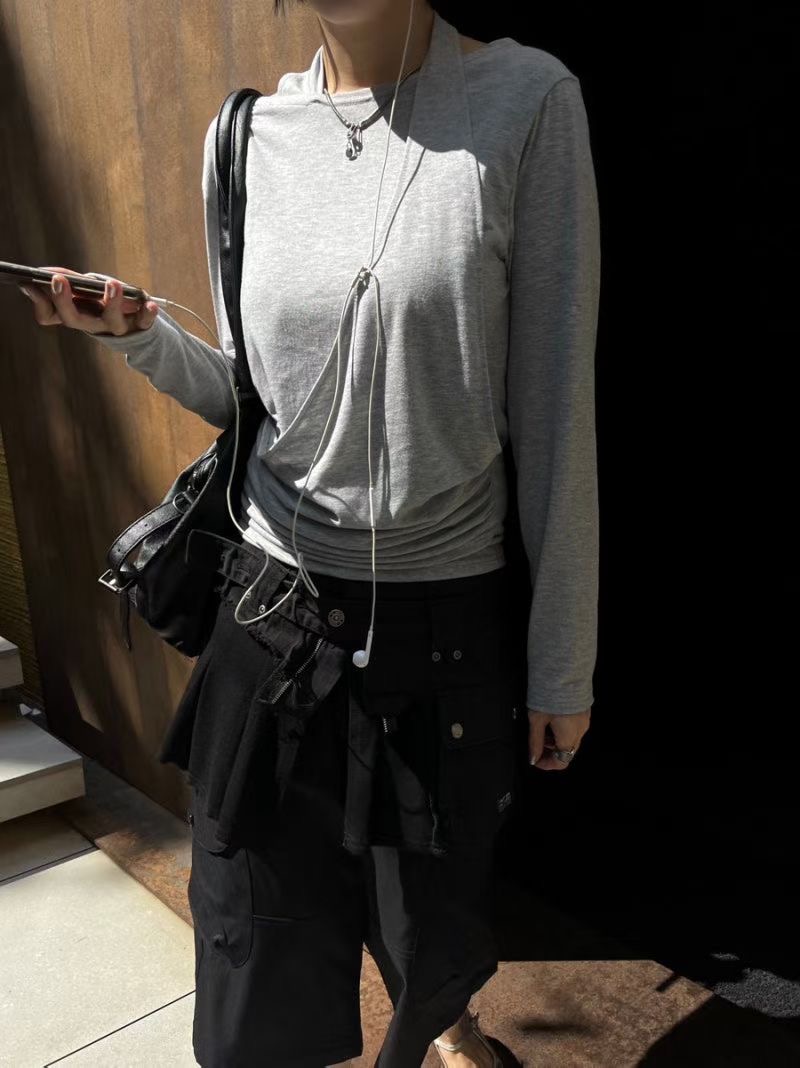 YUZU韓國代購女士新品時尚休閑人氣推薦真品熱賣長袖T恤YUZU_長袖T恤圖色3
