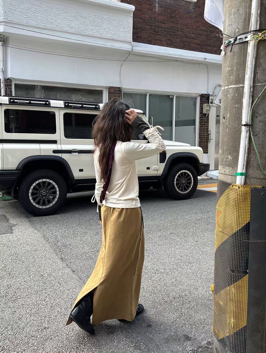 YUZU韓國直郵女士新款推薦人氣真品熱賣時尚休閑長裙緞面YUZU_長裙