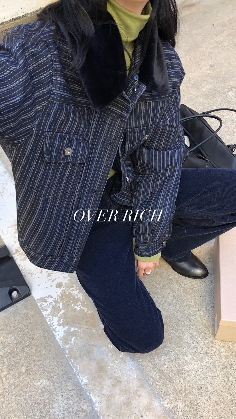 OVER RICH東大門代購女士新品推薦熱賣夾克毛領可拆可拆卸OVER RICH夾克