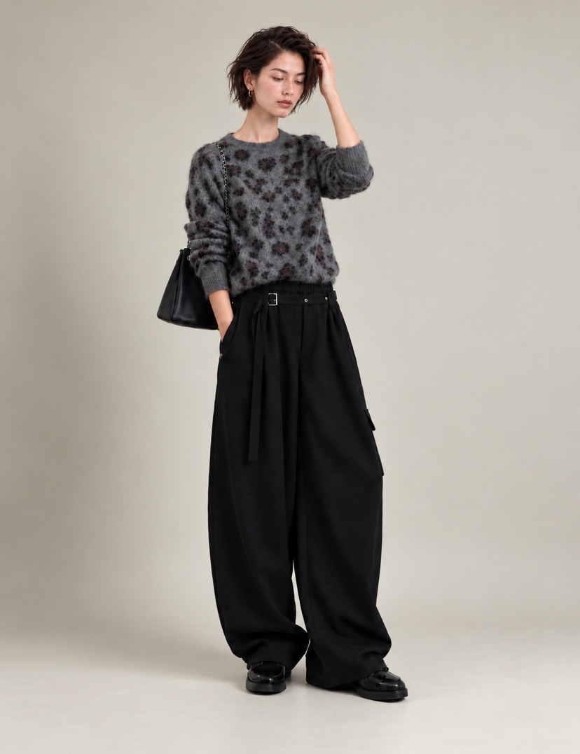 NEOUL東大門實拍女裝新品熱賣推薦時尚真品休閑休閑褲含腰繩NEOUL/ahin雙領標簽休閑褲