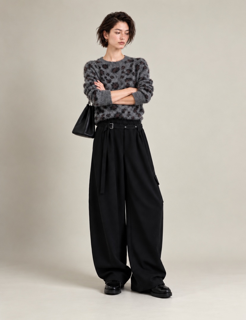 NEOUL東大門實拍女裝新品熱賣推薦時尚真品休閑休閑褲含腰繩NEOUL/ahin雙領標簽休閑褲