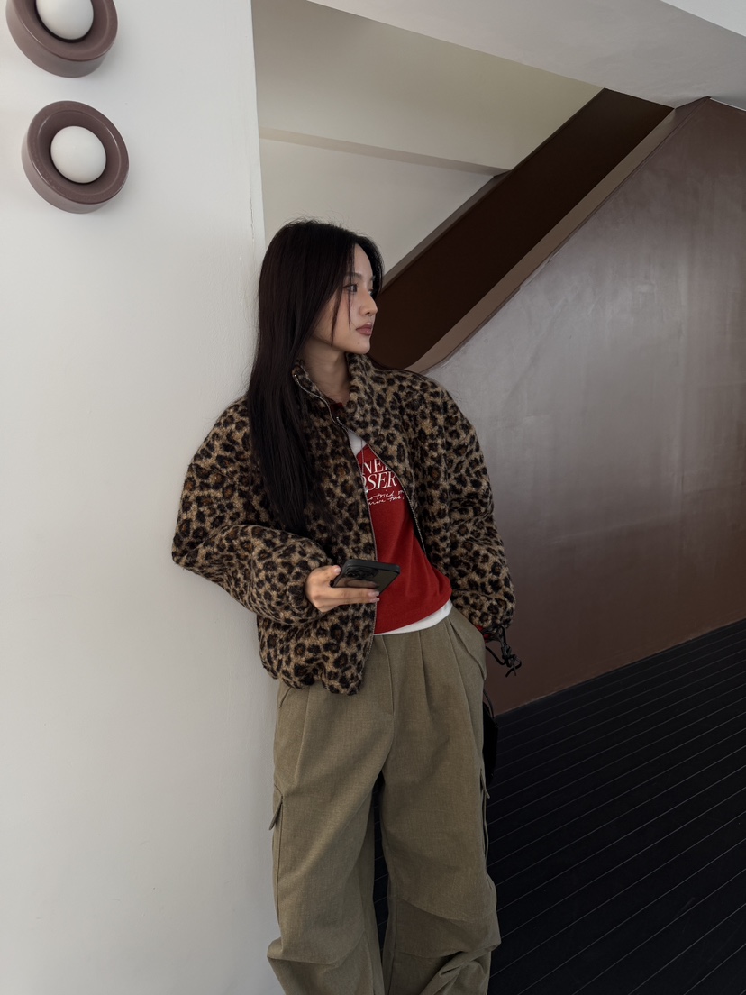 SPECIAL東大門實拍女士新品休閑推薦人氣時尚夾克豹紋短款SPECIAL夾克