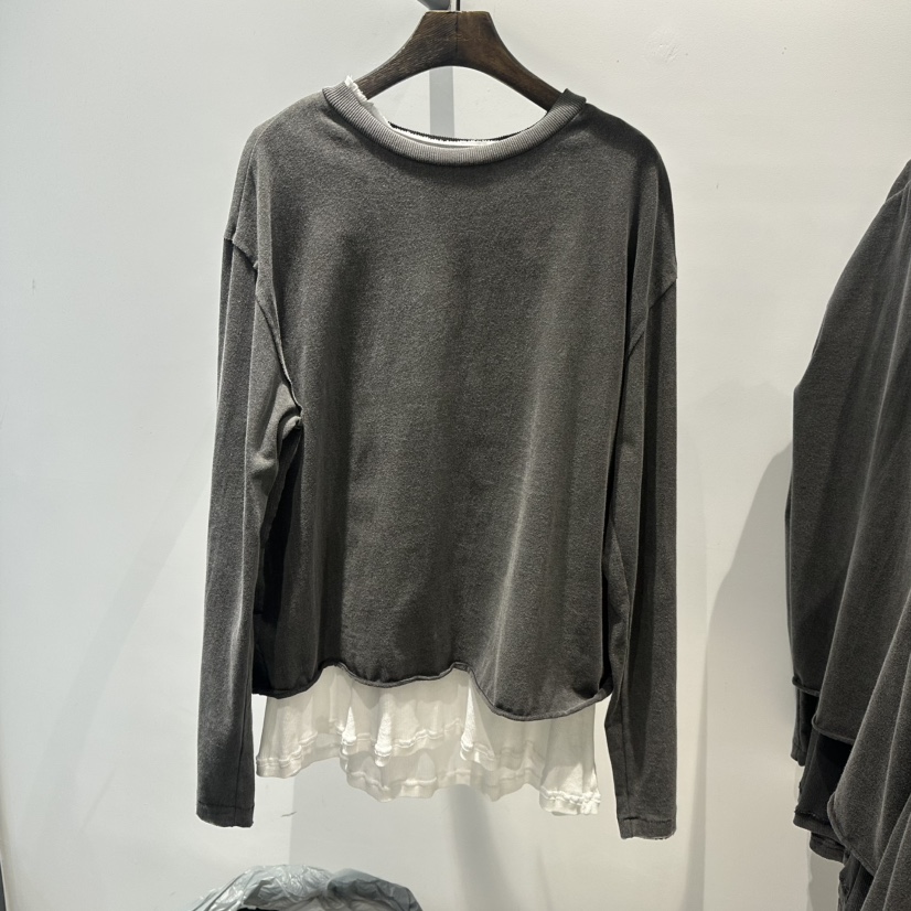 JANE BIRKIN韓國代購女裝新品休閑推薦時尚長袖T恤假兩件JANE BIRKIN設計師品牌長袖T恤圖色2白邊