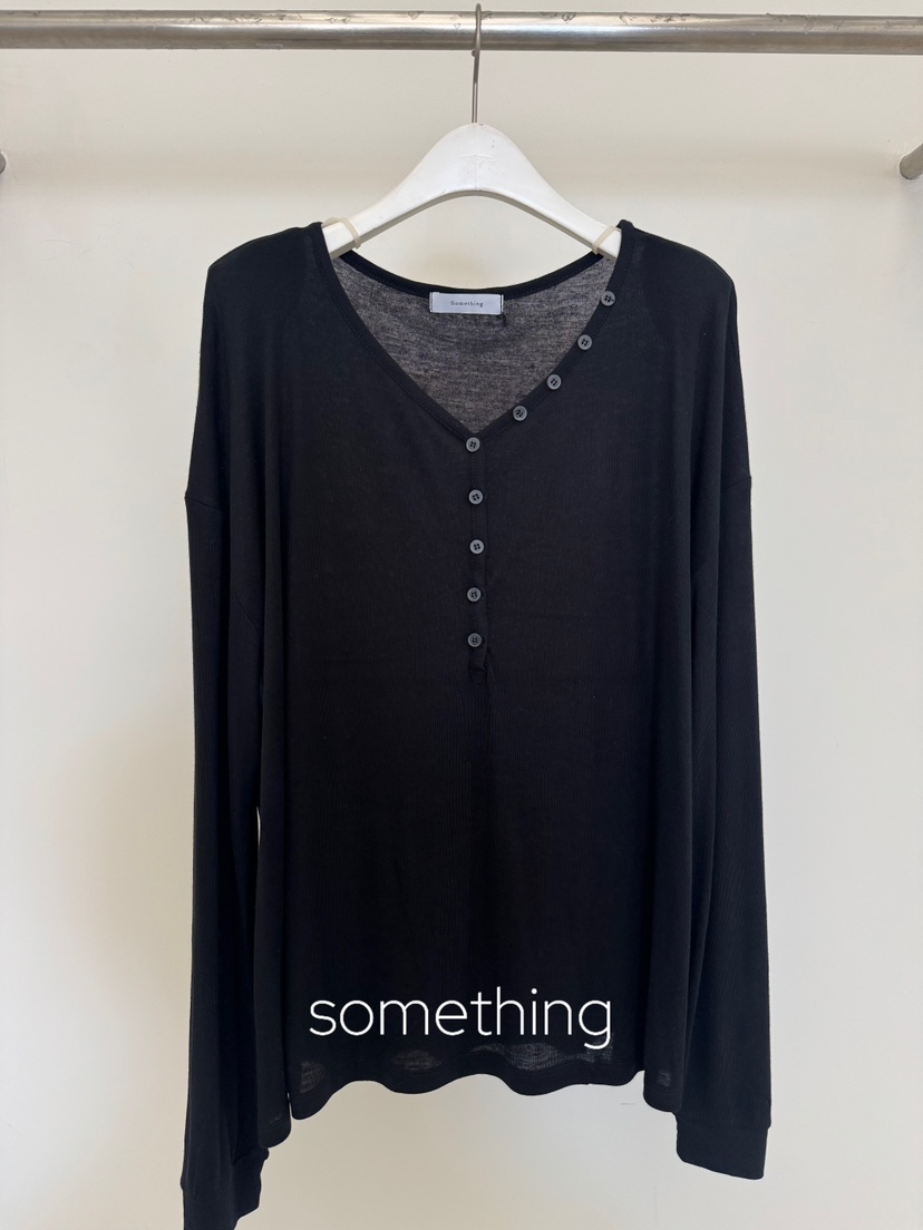 SOMETHING-L/FANCY韓國直郵女士新品時尚熱賣休閑長袖T恤SOMETHING-L/FANCY長袖T恤圖色3黑色