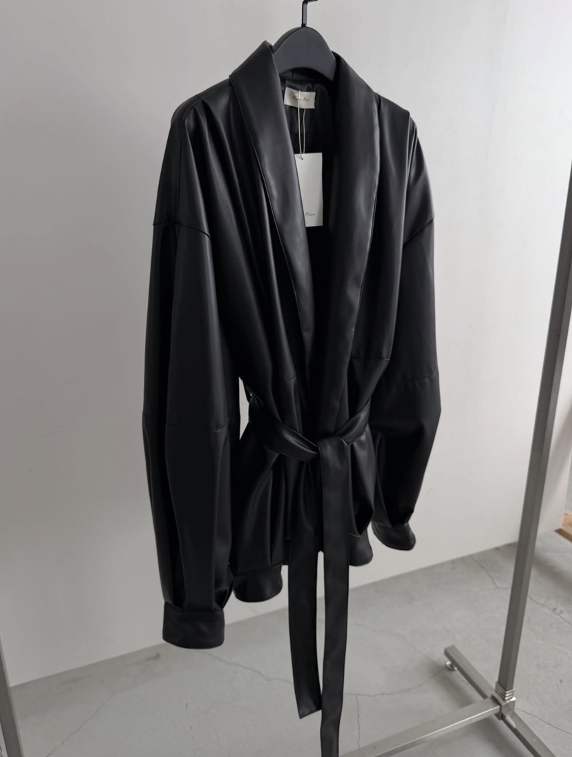 IMAGEPIECE/NEVER.1東大門代購女士新品時尚皮衣含腰帶披肩IMAGEPIECE/NEVER.1皮衣