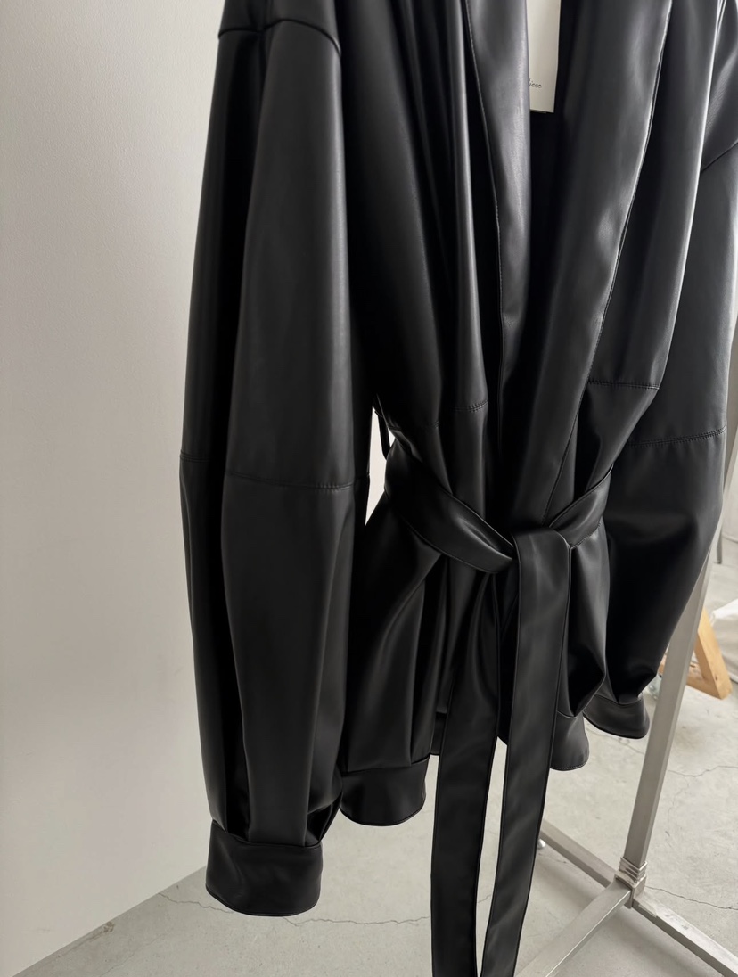 IMAGEPIECE/NEVER.1東大門代購女士新品時尚皮衣含腰帶披肩IMAGEPIECE/NEVER.1皮衣