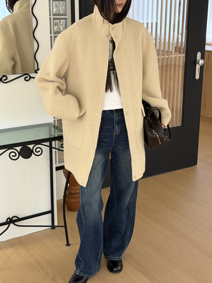 RIVER RAIN東大門實拍女裝新品真品休閑中長款大衣手工制品RIVER RAIN中長款大衣