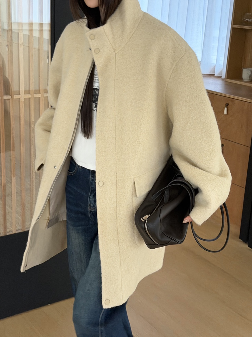 RIVER RAIN東大門實拍女裝新品真品休閑中長款大衣手工制品RIVER RAIN中長款大衣
