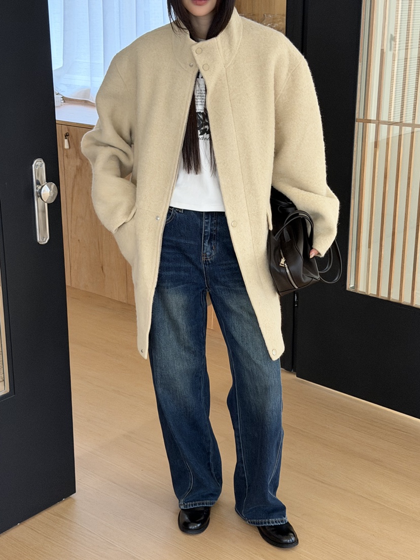RIVER RAIN東大門實拍女裝新品真品休閑中長款大衣手工制品RIVER RAIN中長款大衣