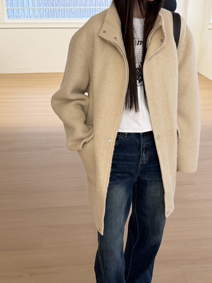 RIVER RAIN東大門實拍女裝新品真品休閑中長款大衣手工制品RIVER RAIN中長款大衣