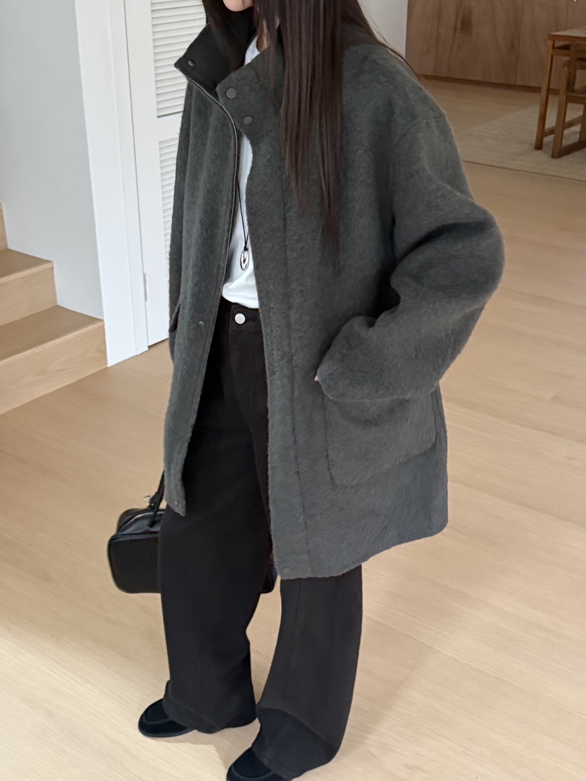 RIVER RAIN東大門實拍女裝新品真品休閑中長款大衣手工制品RIVER RAIN中長款大衣