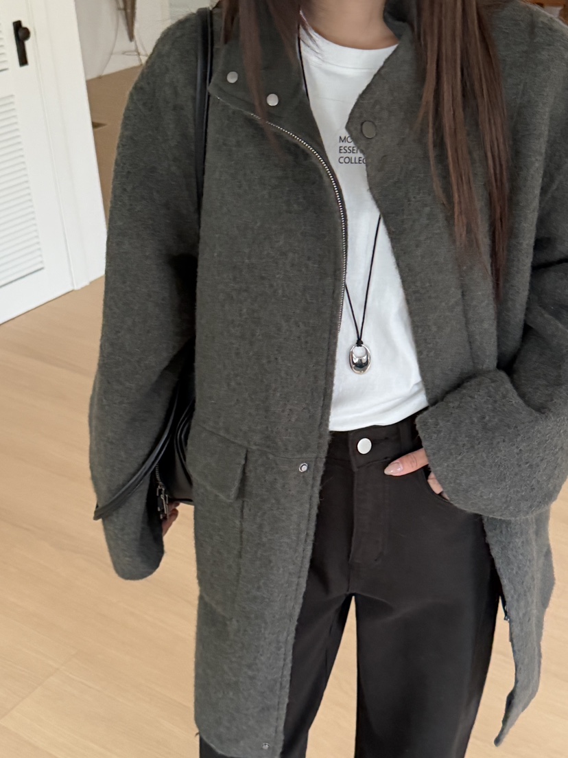 RIVER RAIN東大門實拍女裝新品真品休閑中長款大衣手工制品RIVER RAIN中長款大衣