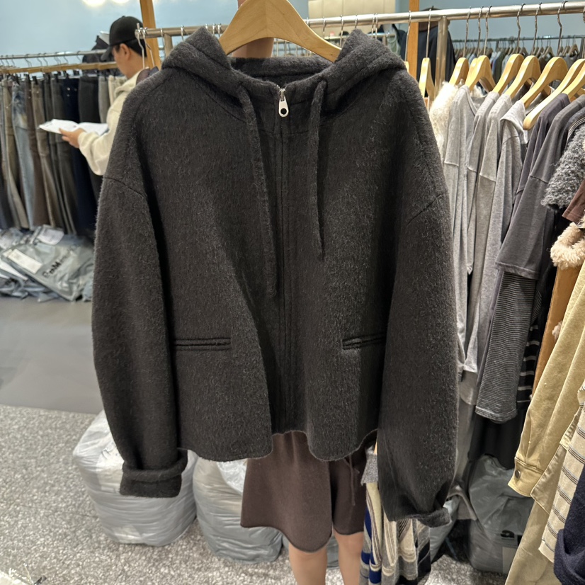 SOF韓國直郵女士新品真品推薦人氣熱賣時尚休閑短款大衣連帽SOF短款大衣圖色3