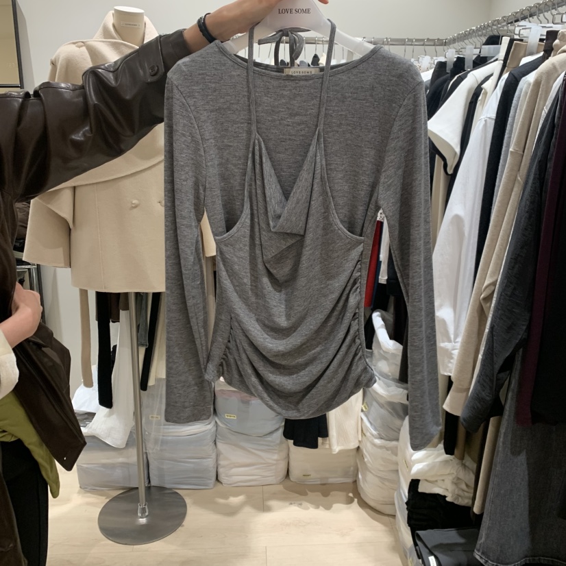 LOVE SOME韓國直郵女裝新款時尚熱賣休閑人氣長袖T恤假兩件LOVE SOME長袖T恤圖色3