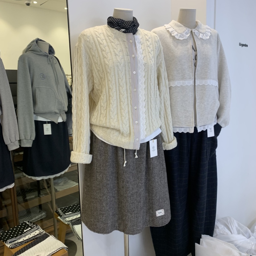 TAN&amp;COMO韓國直郵女士新品熱賣休閑半身裙中短裙人字紋tan-COMO半身裙/中短裙